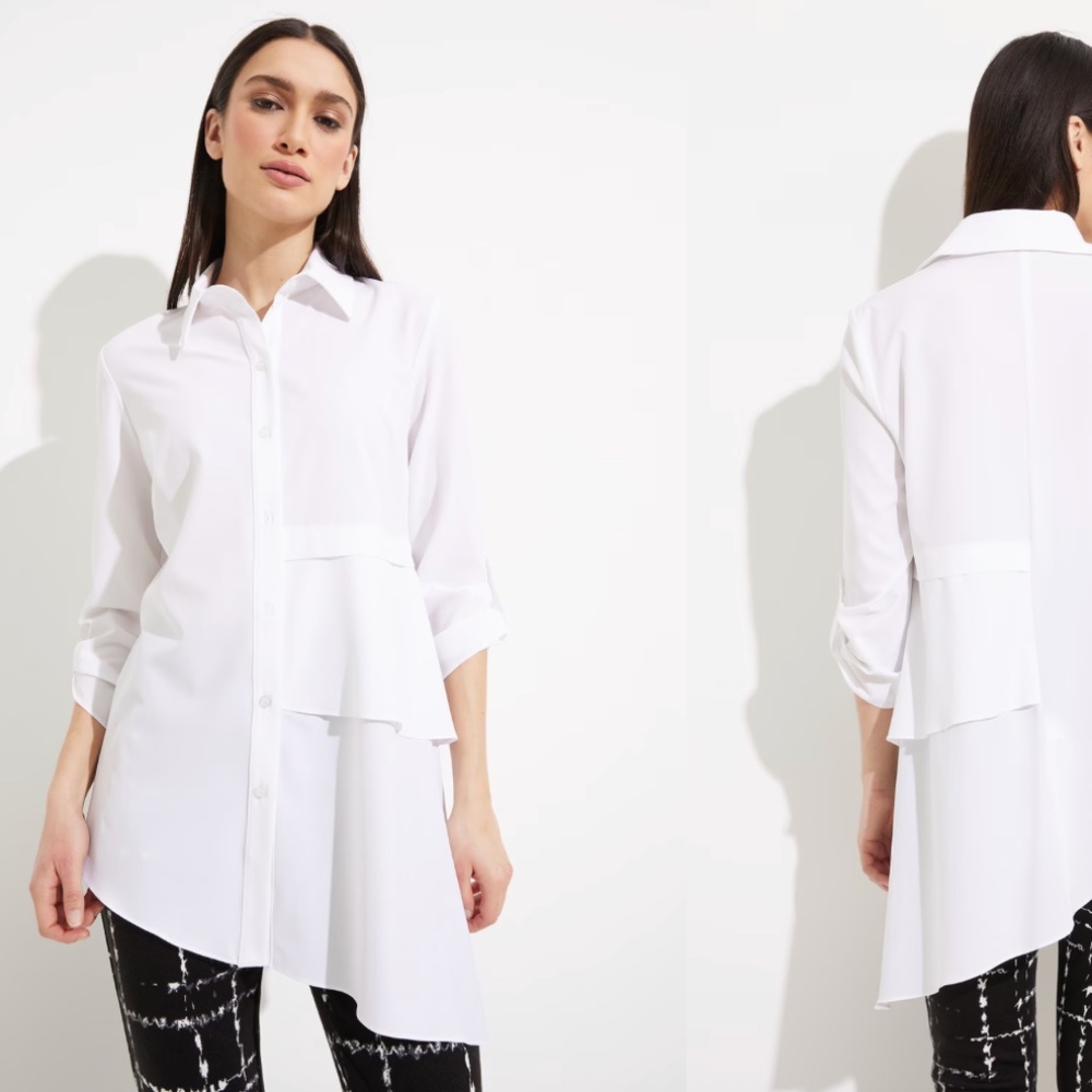 Joseph Ribkoff Tiered Asymmetric Hem Blouse Style NWT 12